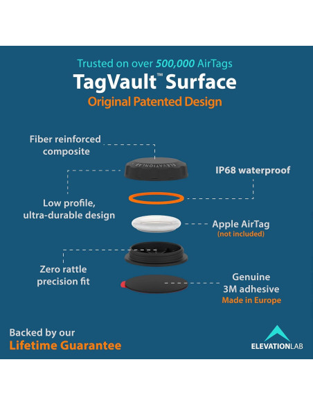 Soporte Adhesivo Elevation Lab AirTag TagVault Impermeable Soporte Adhesivo Elevation Lab AirTag TagVault Impermeable