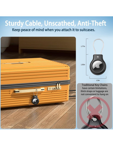 Soporte para AirTag TNSNK con cable 2 unidades negro