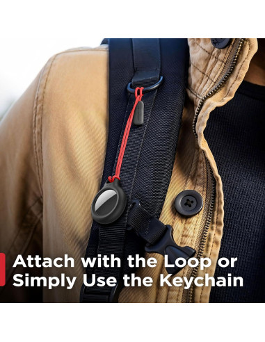 Soporte para Apple AirTag KeySmart AirClip con correa negra
