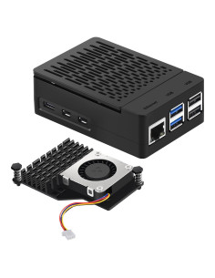 Funda para Raspberry Pi 5 iUniker con Ventilador y Disipador Negro