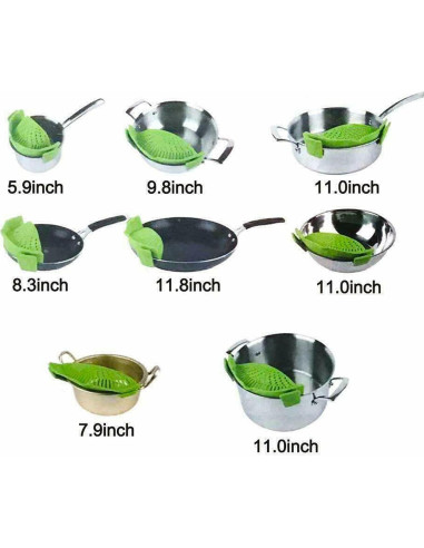 Colador de Pasta con Clip Qiunizadila Silicona 288g Negro Verde