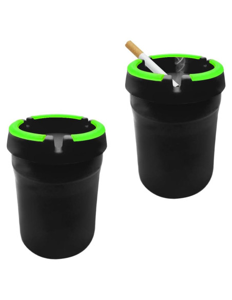 Cenicero de coche Gasedin 2 PCS con tapa y brillo oscuro Cenicero de coche Gasedin 2 PCS con tapa y brillo oscuro