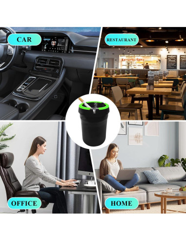 Cenicero de coche Gasedin 2 PCS con tapa y brillo oscuro