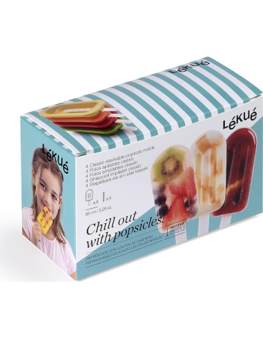 Lekue Set de 4 Moldes de Paletas Grandes de Silicona
