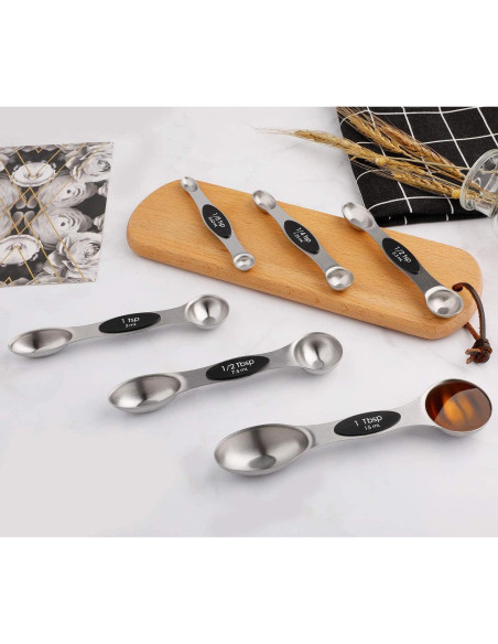 Juego de Cucharas Medidoras Magnéticas Acero Inoxidable 6 Piezas Juego de Cucharas Medidoras Magnéticas Acero Inoxidable 6 Piezas