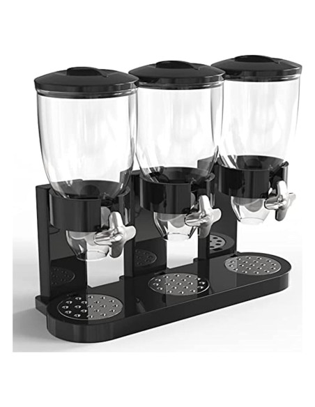 Dispensador de Comida Triple 2L - Negro - 28g por Giro Dispensador de Comida Triple 2L - Negro - 28g por Giro