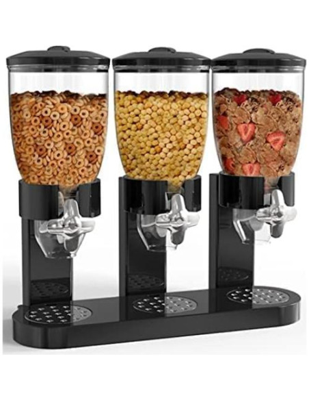 Dispensador de Comida Triple 2L - Negro - 28g por Giro Dispensador de Comida Triple 2L - Negro - 28g por Giro