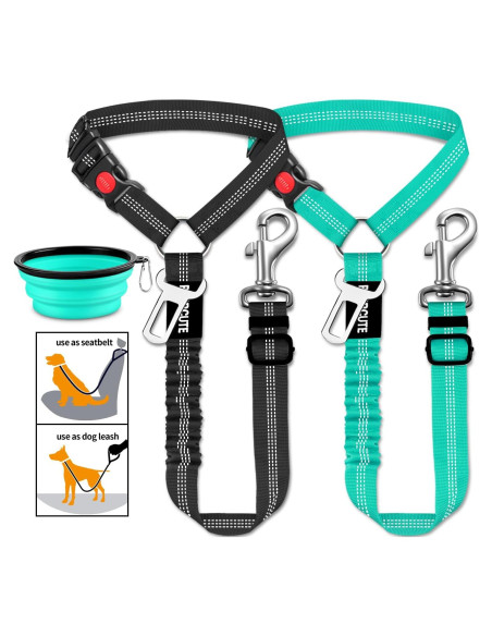 Juego de 3 cinturones de seguridad para perros PAERCUTE - Ajustables y retráctiles Juego de 3 cinturones de seguridad para perros PAERCUTE - Ajustables y retráctiles