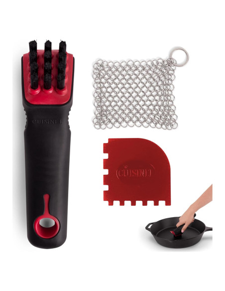 Kit de limpieza Cuisinel: Cepillo, malla y raspador 10.16 cm Kit de limpieza Cuisinel: Cepillo, malla y raspador 10.16 cm