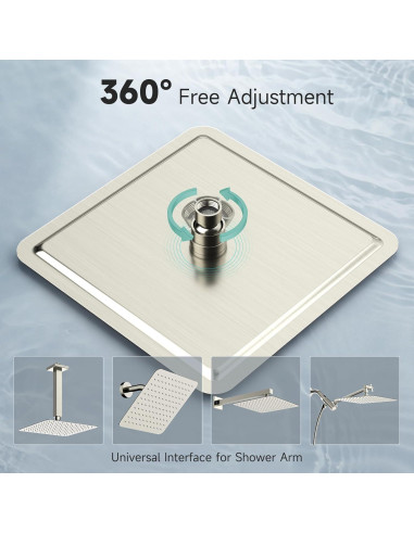 Cabezal de Ducha de Lluvia SR SUN RISE 25.4 cm Acero Inoxidable