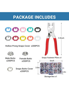 Kit de 200 Botones de Presión de Metal Forimaluence 9.5mm 2