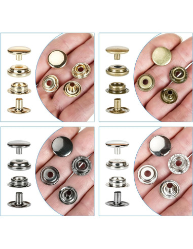 Kit de Broches de Presión INNETOC 70 Juegos 15mm Metal Negro