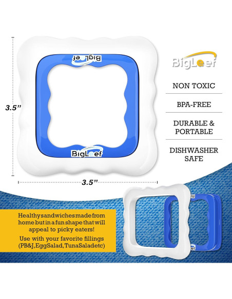 Cortador y Sellador de Sándwich BigLeef 8.89cm Libre de BPA Cortador y Sellador de Sándwich BigLeef 8.89cm Libre de BPA