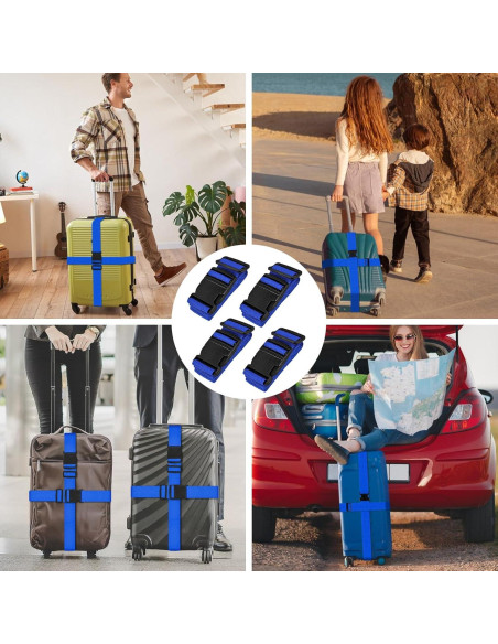 Correas de Equipaje Vivinin 4P Nylon Ajustables 0.91-1.68m Azul Correas de Equipaje Vivinin 4P Nylon Ajustables 0.91-1.68m Azul