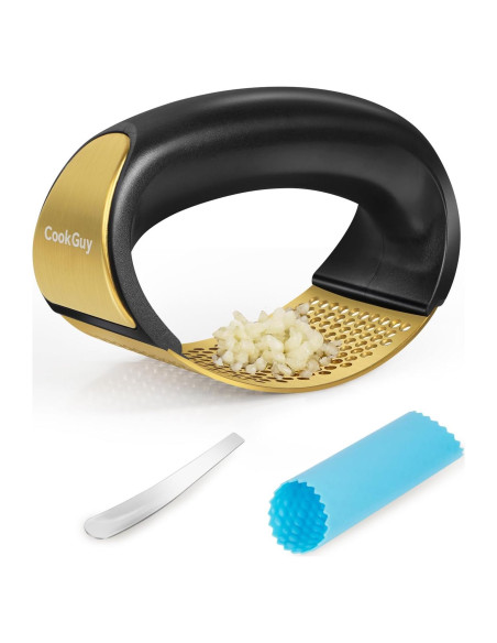Prensa de Ajo Rocker Cook Guy de Acero Inoxidable Dorado Prensa de Ajo Rocker Cook Guy de Acero Inoxidable Dorado