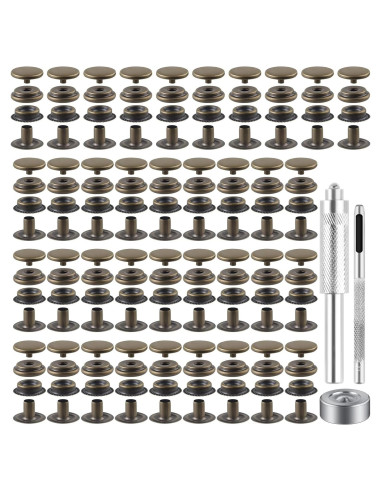 Kit de 40 Piezas Broches a Presión Moocci 15mm Bronce