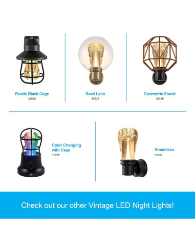 Luz Nocturna LED Vintage GE con Sensor Crepúsculo, 14 Lúmenes