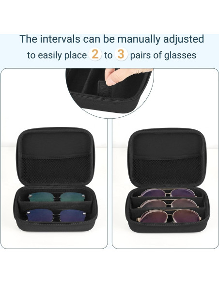 Organizador de Gafas de Sol Mkono Negro 3 Ranuras Ajustables Organizador de Gafas de Sol Mkono Negro 3 Ranuras Ajustables