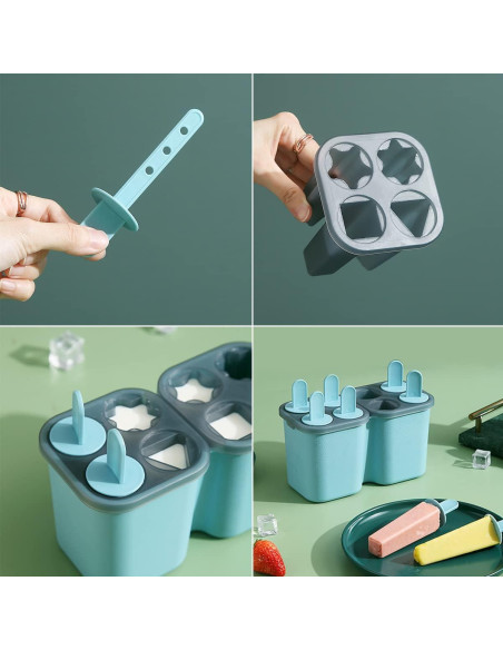 Moldes de Paletas HOMQUEN 8 Piezas Reutilizables Azul Moldes de Paletas HOMQUEN 8 Piezas Reutilizables Azul