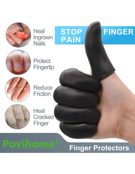 Protectores de Dedos Negros Povihome - Fundas Hidratantes 10 Unidades Protectores de Dedos Negros Povihome - Fundas Hidratantes 10 Unidades