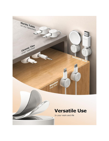 Paquete de 9 Clips Magnéticos Chfeila para Cables - Blanco Paquete de 9 Clips Magnéticos Chfeila para Cables - Blanco
