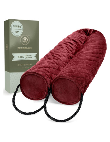 Detenedor de Corrientes de Aire DECOREALM 36" Terciopelo Rojo Burdeos