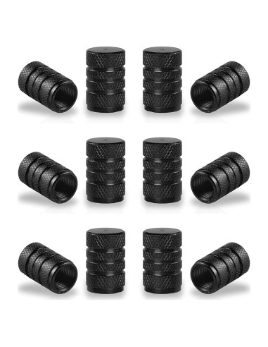 Tapones de Válvula de Neumático SINGARO 12 Piezas Aluminio Negro