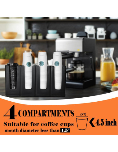 Dispensador de Tazas Desechables Riiriou 2 Paquetes 4 Compartimentos