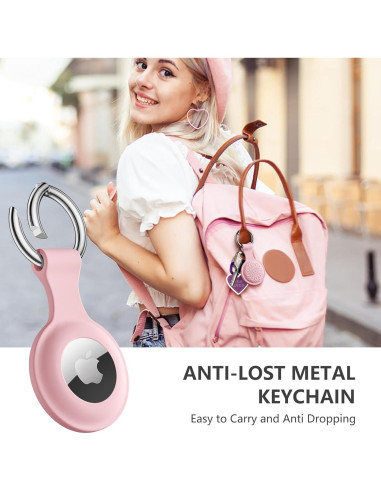 Lerobo 4 Fundas Silicona para AirTag con Llavero Metal