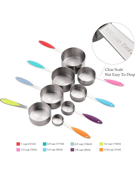 Juego de Tazas y Cucharas Medidoras Turewin Acero Inoxidable 17 Piezas Juego de Tazas y Cucharas Medidoras Turewin Acero Inoxidable 17 Piezas