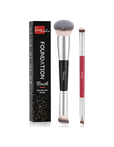 Set de Brochas de Maquillaje Doble Cara START MAKERS 2Pcs Set de Brochas de Maquillaje Doble Cara START MAKERS 2Pcs
