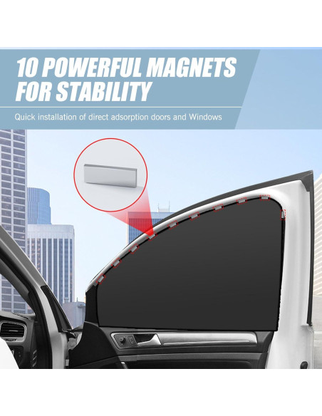 4 PCS Cortinas Solares Universales Tesnaao para Auto Negro 4 PCS Cortinas Solares Universales Tesnaao para Auto Negro