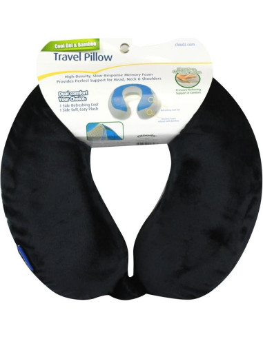 Almohada de Viaje Cloudz Espuma Viscoelástica con Gel Frío - Negro