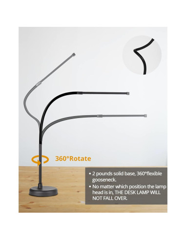 Lámpara de Escritorio LED CIVHOM DL-03, 3 Modos de Color, 60.96 cm