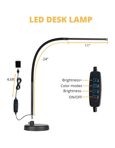 Lámpara de Escritorio LED CIVHOM DL-03, 3 Modos de Color, 60.96 cm