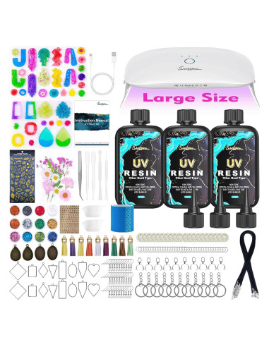 Kit de Joyería de Resina UV Suzzam 300g con Luz UV 30W