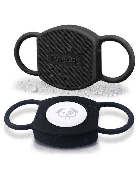 Soporte para Collar de Perro ThingsBag - 2 Fundas Silicona Negra Soporte para Collar de Perro ThingsBag - 2 Fundas Silicona Negra