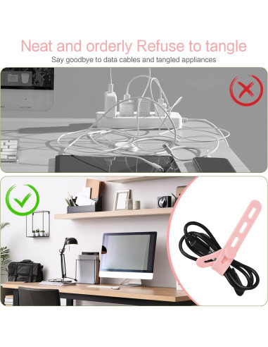 24 Correas de Cable de Silicona Donruby Rosa Ajustables