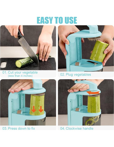 Espiralizador de Verduras Badelite 4 en 1 Manual Azul