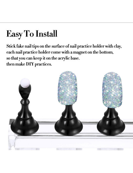 Set de Soportes de Uñas Acrílicas Blulu - 2 Piezas + Masilla Adhesiva Set de Soportes de Uñas Acrílicas Blulu - 2 Piezas + Masilla Adhesiva