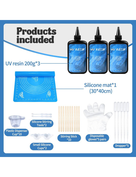 Kit de Resina UV Pmbqifay 600g para Joyas y Manualidades Kit de Resina UV Pmbqifay 600g para Joyas y Manualidades