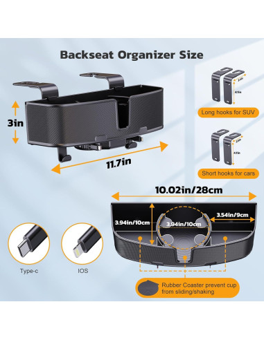 Soporte para Tazas y Organizador de Asiento Trasero MAGJIEYX