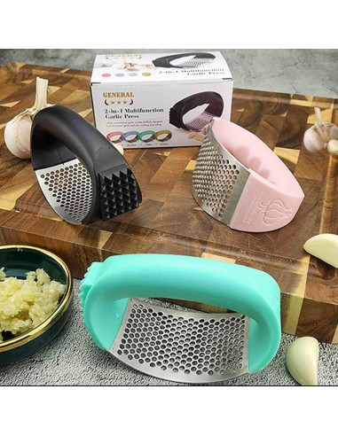 Prensa de Ajo 3 en 1 Leixterich Acero Inoxidable con Pelador
