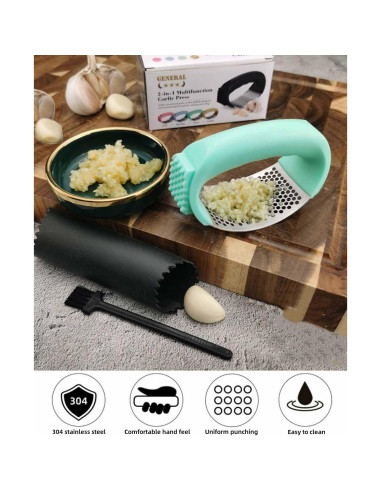 Prensa de Ajo 3 en 1 Leixterich Acero Inoxidable con Pelador