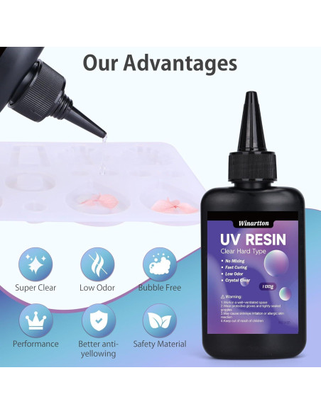 Kit de Joyería con Resina UV Winartton - 200g Resina, Luz UV y Moldes Kit de Joyería con Resina UV Winartton - 200g Resina, Luz UV y Moldes