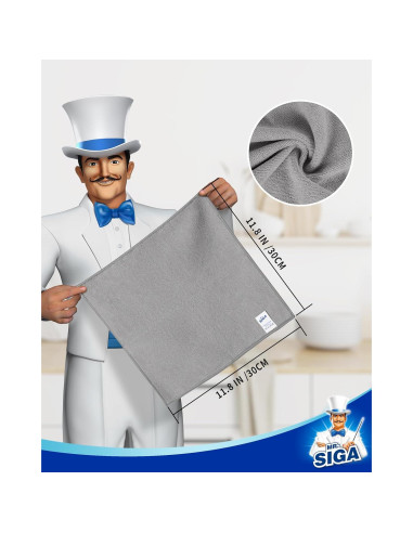 Paño de Microfibra MR.SIGA 30x30 cm - 15 Unidades Gris