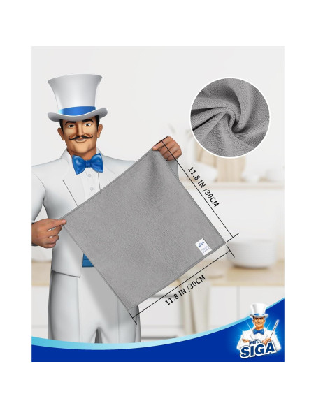 Paño de Microfibra MR.SIGA 30x30 cm - 15 Unidades Gris Paño de Microfibra MR.SIGA 30x30 cm - 15 Unidades Gris