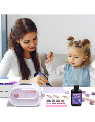 Kit de Joyería con Resina UV Winartton - 200g Resina, Luz UV y Moldes