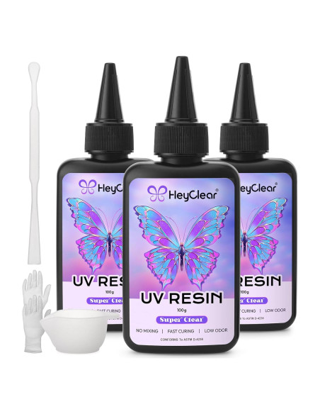 Kit de Resina UV 300g HeyClear - Epoxi Clara y Dura para Manualidades Kit de Resina UV 300g HeyClear - Epoxi Clara y Dura para Manualidades