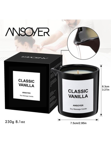 Vela de Aceite de Masaje ANSOYER 230g Vainilla Clásica Hidratante
